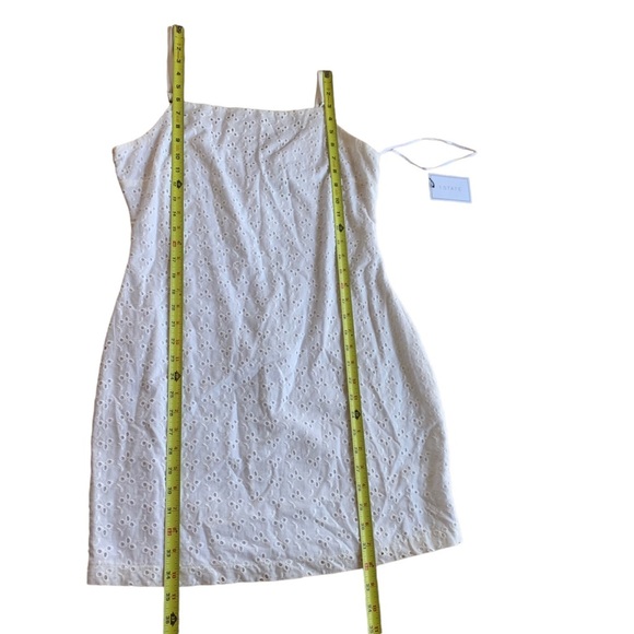 1. STATE Women's Size 8 Off White Eyelet Adjustable Spaghetti Straps Mini Dress - Picture 11 of 14